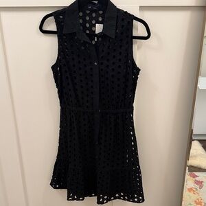 GAP Black Sleeveless Eyelet Mini Dress